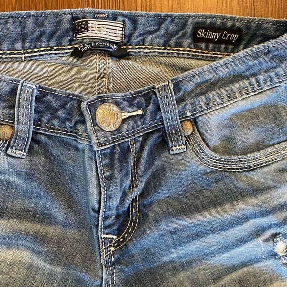 REROCK for EXPRESS Jeans‎ Skinny low rise Embellished distressed light size 0 - Picture 7 of 14